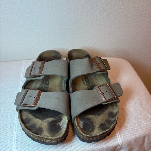 Birkenstock Arizona Stone Leather Sandals - Picture 8 of 8